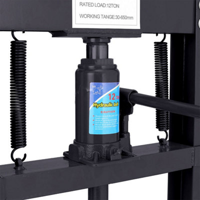 12 Ton Black H Frame Floor Standing Heavy Duty Steel Workshop Garage Hydraulic Press 132 cm - 4