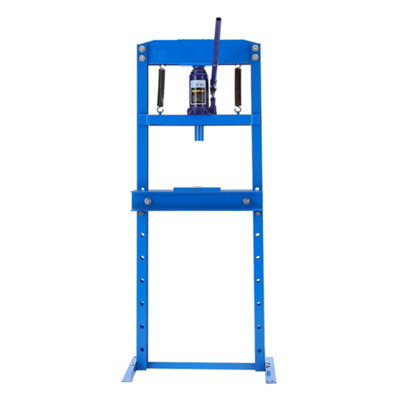 12 Ton Blue H Frame Floor Standing Metal Hydraulic Workshop Press with Press Plates 131 cm