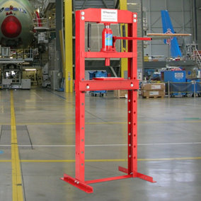 12 Ton Red H Frame Floor Standing Heavy Duty Steel Workshop Garage Hydraulic Press 132 cm