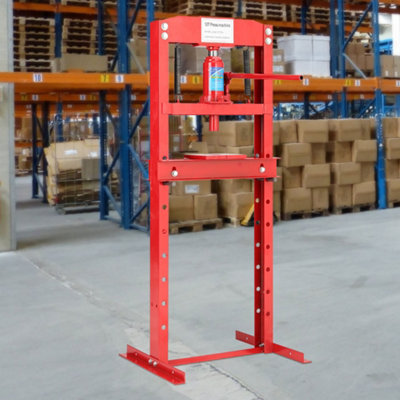 12 Ton Red H Frame Floor Standing Heavy Duty Steel Workshop Garage Hydraulic Press 132 cm - 3