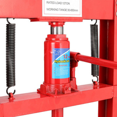 12 Ton Red H Frame Floor Standing Heavy Duty Steel Workshop Garage Hydraulic Press 132 cm - 5
