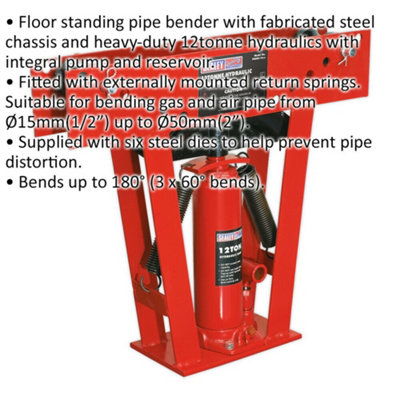 12 Tonne Hydraulic Pipe Bender - Floor Standing Steel Chassis - Gas & Air Pipes