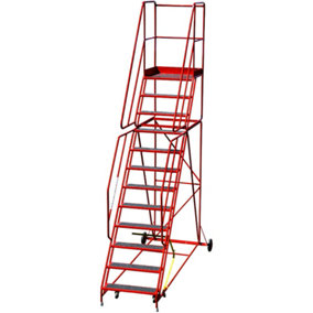 12 Tread HEAVY DUTY Mobile Warehouse Stairs Anti Slip Steps 3.7m Safety Ladder
