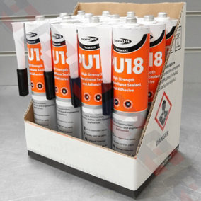 12 Tubes of PU18 Polyurethane Adhesive Sealant Black 310ml Tube