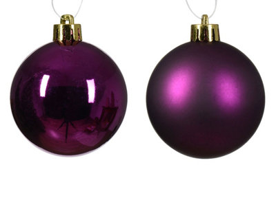 12 Violet Purple Baubles Shatterproof Christmas Tree Hanging Decorations 6cm - 3