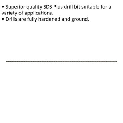 12 x 1000mm SDS Plus Drill Bit - Fully Hardened & Ground - Smooth Drilling