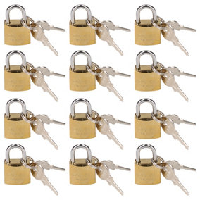 12 x 20mm Shackle Brass Padlock / Security / Lock Gate Door Shed AT002