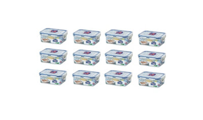 12 x 350ml Clip Top Food Storage Container Snack Tub Rectangular Air ...