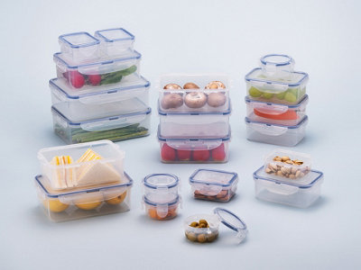 12 x 350ml Clip Top Food Storage Container Snack Tub Rectangular Air ...