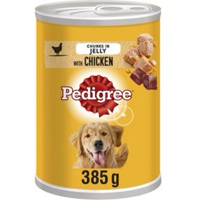 12 x 385g Pedigree Adult Wet Dog Food Tin with Chicken in Jelly Dog Can