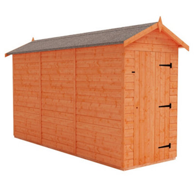 12 x 4 (3.53m x 1.15m) Windowless Wooden T&G Garden APEX Shed - Single Door (12mm T&G Floor and Roof) (12ft x 4ft) (12x4)