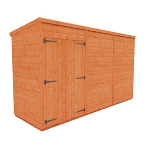 12 x 4 (3.53m x 1.15m) Windowless Wooden Tongue and Groove PENT Shed + Double Doors (12mm T&G Floor and Roof) (12ft x 4ft) (12x4)
