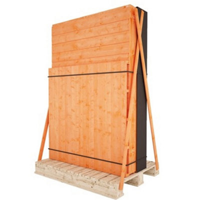 12 x 4 (3.53m x 1.15m) Windowless Wooden Tongue and Groove PENT Shed + Double Doors (12mm T&G Floor and Roof) (12ft x 4ft) (12x4)