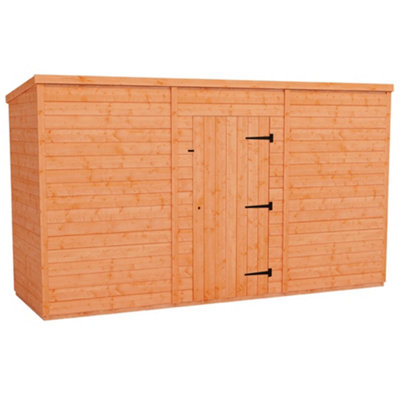 12 x 4 (3.53m x 1.15m) Windowless Wooden Tongue and Groove PENT Shed - Single Door (12mm T&G Floor and Roof) (12ft x 4ft) (12x4)