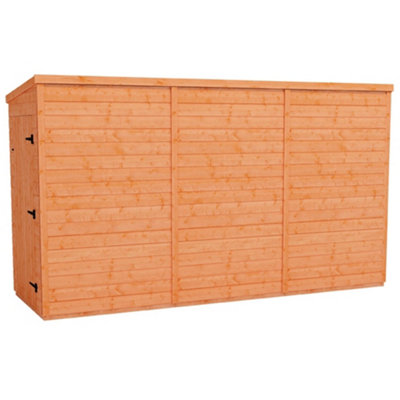 12 x 4 (3.53m x 1.15m) Windowless Wooden Tongue and Groove PENT Shed - Single Door (12mm T&G Floor and Roof) (12ft x 4ft) (12x4)