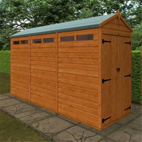 12 x 4 (3.53m x 1.15m) Wooden T&G Double Doors Security Garden APEX Shed (12mm T&G Floor and Roof) (12ft x 4ft) (12x4)