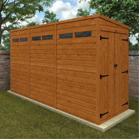 12 x 4 (3.53m x 1.15m) Wooden T&G Double Doors Security Garden PENT Shed (12mm T&G Floor and Roof) (12ft x 4ft) (12x4)