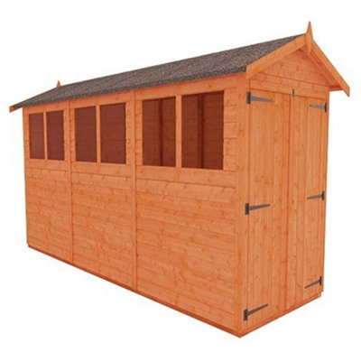 12 x 4 (3.53m x 1.15m) Wooden Tongue and Groove APEX Shed + Double Doors (12mm T&G Floor and Roof) (12ft x 4ft) (12x4)