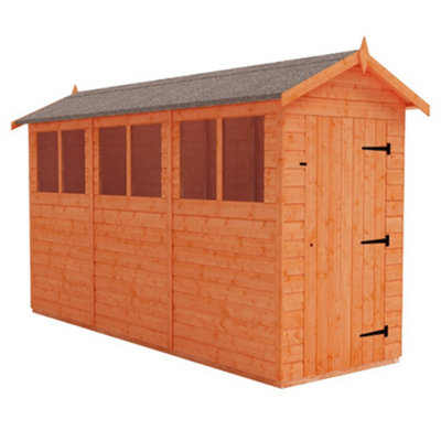 12 x 4 (3.53m x 1.15m) Wooden Tongue and Groove Garden APEX Shed - Single Door (12mm T&G Floor and Roof) (12ft x 4ft) (12x4)