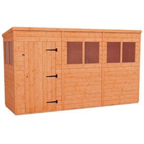 12 x 4 (3.53m x 1.15m) Wooden Tongue and Groove PENT Shed - Single Door (12mm T&G Floor and Roof) (12ft x 4ft) (12x4)