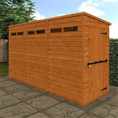 12 x 4 (3.53m x 1.15m) Wooden Tongue and Groove Security Garden PENT Shed (12mm T&G Floor and Roof) (12ft x 4ft) (12x4)