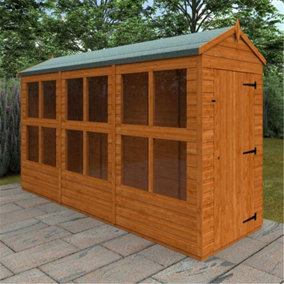 12 x 4 (3.53m x 1.15m) Wooden Tongue and Groove Sunroom (12mm T&G Floor and APEX Roof) (12ft x 4ft) (12x4)