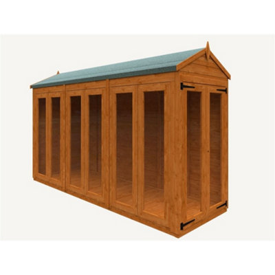 12 X 4 (3.54m x 1.15m) Wooden Tongue And Groove APEX Summerhouse (12mm T&G Floor And Roof) (12ft x 4ft) (12x4)