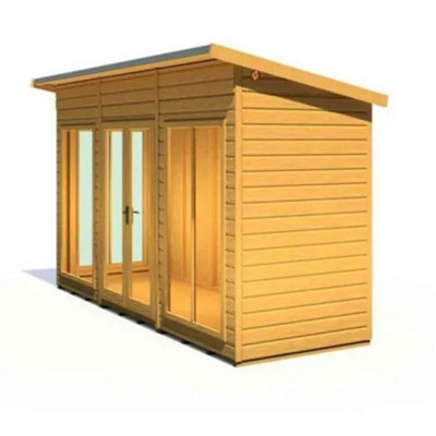 12 x 4 (3.65m x 1.21m) - Premier Wooden Summerhouse - Double Doors - Side Windows - 12mm T&G Walls and Floor
