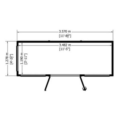 12 x 4 (3.65m x 1.21m) - Premier Wooden Summerhouse - Double Doors - Side Windows - 12mm T&G Walls and Floor - 3