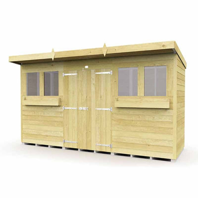 12 x 4 Feet Pent Summer Shed - Wood - L118 x W358 x H201 cm