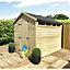 12 x 4 SECURITY Pressure Treated T&G Apex Wooden Garden Shed + Single Door + Safety Windows (12' x 4' / 12ft x 4ft) (12x4)
