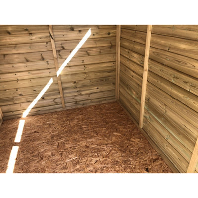 12 x 4 SECURITY Pressure Treated T&G Apex Wooden Garden Shed + Single Door + Safety Windows (12' x 4' / 12ft x 4ft) (12x4)