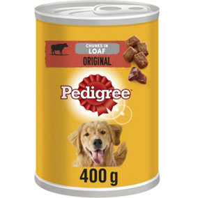 12 x 400g Pedigree Adult Wet Dog Food Tin Original in Loaf Dog Can