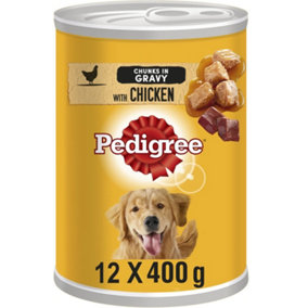 12 x 400g Pedigree Adult Wet Dog Food Tin with Chicken in Gravy Dog Can
