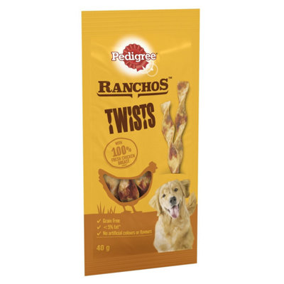 12 x 40g Pedigree Ranchos Twist Grain Free Dog Treats Chicken - 3