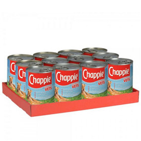 12 x 412g Chappie Adult Wet Dog Food Tin Original Dog Can