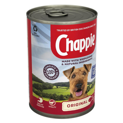 12 x 412g Chappie Adult Wet Dog Food Tin Original Dog Can