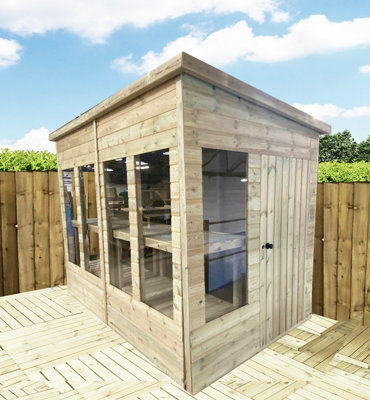 12 x 5 Pressure Treated Wooden T&G Pent Potting Greenhouse + Bench (12' x 5' / 12ft x 5ft) - 3