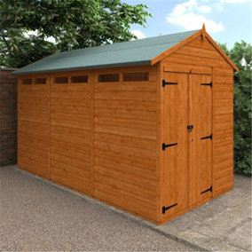 12 x 6 (3.53m x 1.75m) Wooden T&G Double Doors Security Garden APEX Shed (12mm T&G Floor and Roof) (12ft x 6ft) (12x6)
