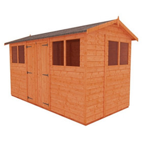 12 x 6 (3.53m x 1.75m) Wooden Tongue and Groove APEX Shed + Double Doors (12mm T&G Floor and Roof) (12ft x 6ft) (12x6)