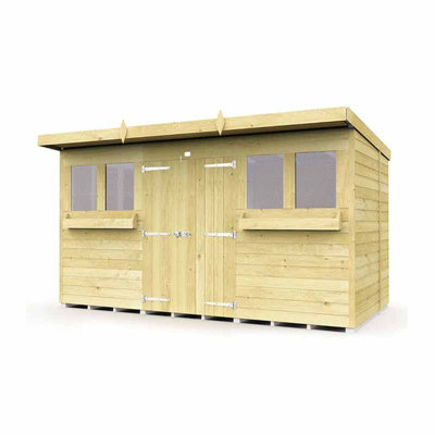 12 x 6 Feet Pent Summer Shed - Wood - L178 x W358 x H201 cm