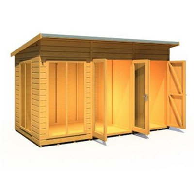 12 x 6 - Pent Summerhouse with Side Shed
