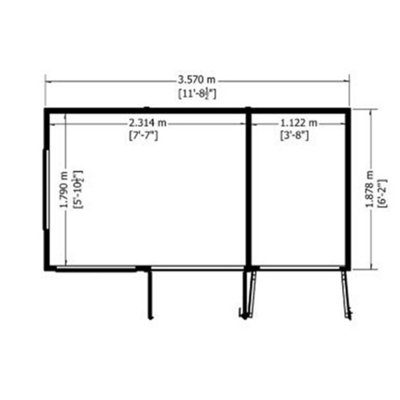 12 x 6 - Pent Summerhouse with Side Shed - 7
