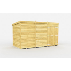 12 x 7 Feet Pent Shed - Double Door Without Windows - Wood - L214 x W358 x H201 cm