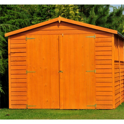 12 x 8 (3.59m x 2.39m) - Windowless Dip Treated Overlap - Apex Garden Shed - Double Doors