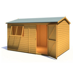 12 x 8 (3.65m x 2.43m) - Reverse Apex Wooden Garden Shed - Door On Right Hand Side