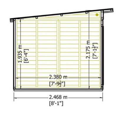 12 x 8 (3.65m x 2.46m) - Pent Wooden Summerhouse - Double Doors + Side Windows - Side Shed - 12mm T&G Walls - Floor - Roof - 5