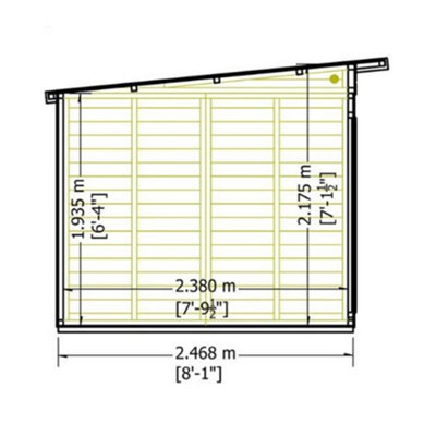 12 x 8 (3.65m x 2.46m) - Pent Wooden Summerhouse With Side Shed - Double Doors + Side Windows - 12mm T&G Walls - Floor - Roof - 7