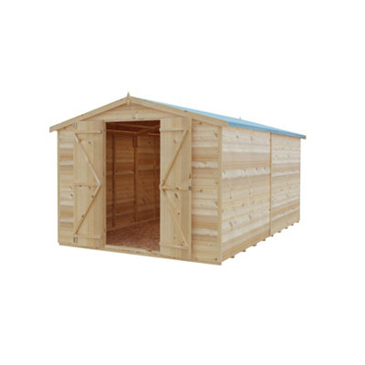 12 x 8 Feet Overlap Dip Treated Apex Shed Double Door No windows