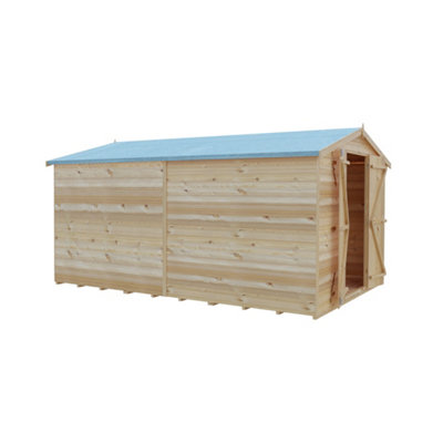 12 x 8 Feet Overlap Dip Treated Apex Shed Double Door No windows - 3